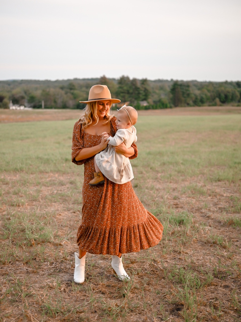 Pinkblush Rust Brown Puff-Sleeve Maxi Dress